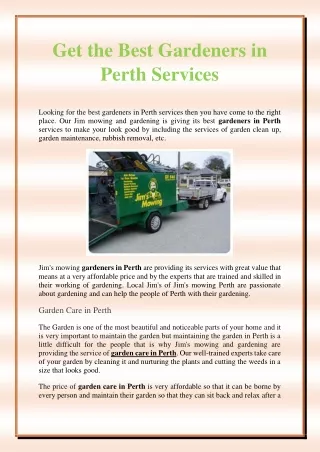 Get the Best Gardeners in Perth Services