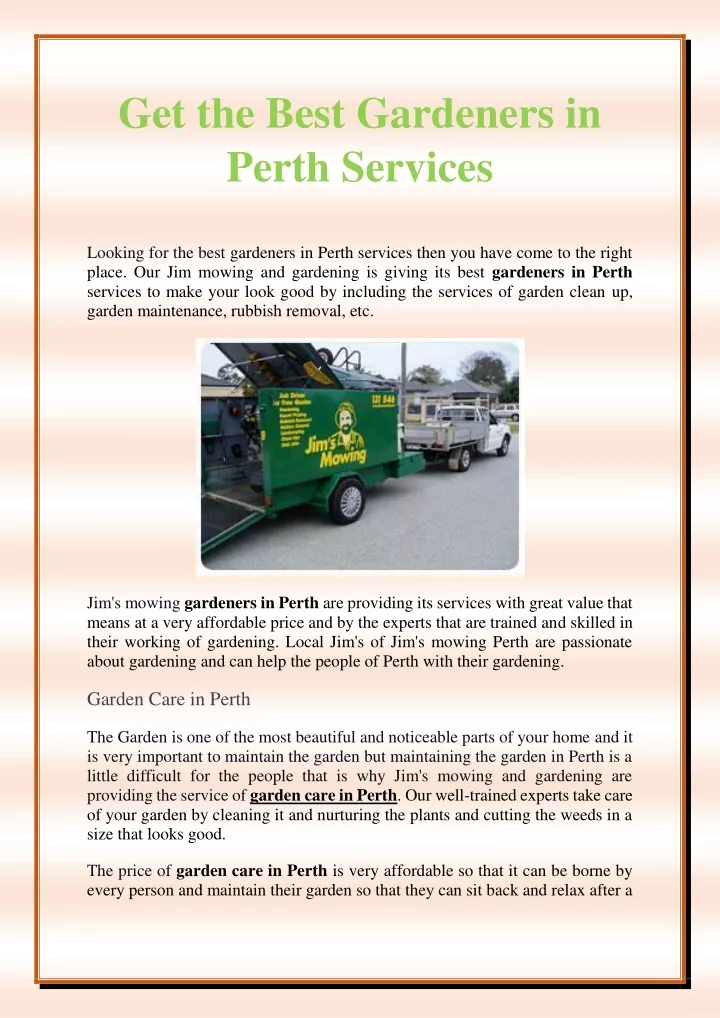get the best gardeners in perth services