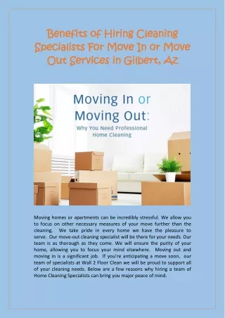 Benefits of Hiring Move Out and Move In Cleaning Services