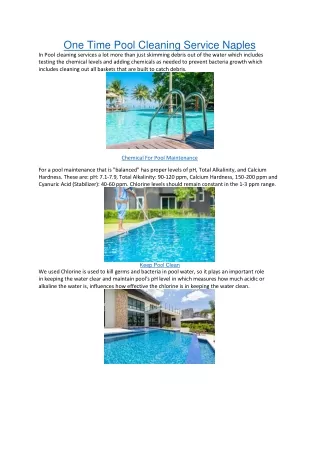 One Time Pool Cleaning Service Naples