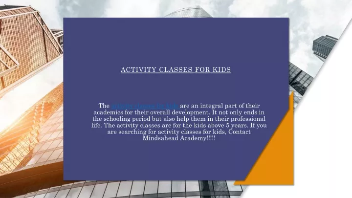 activity classes for kids