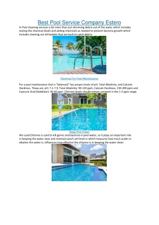 Best Pool Service Company Estero