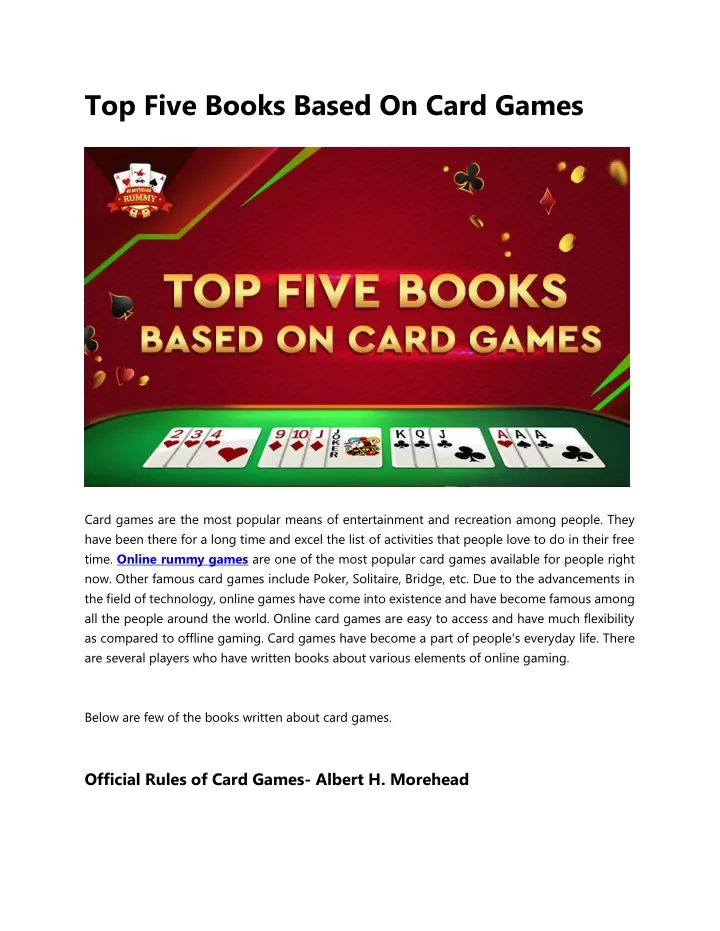 top five books based on card games