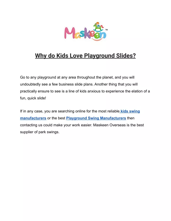 why do kids love playground slides
