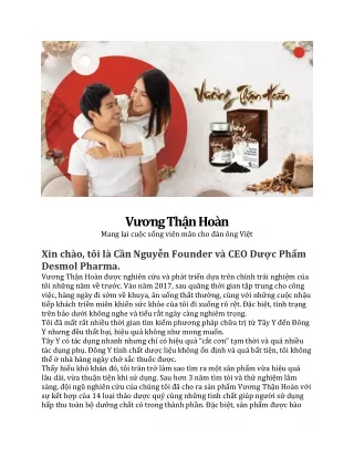 Vương Thận Hoàn Mang lại cuộc sống viên mãn cho đàn ông Việt