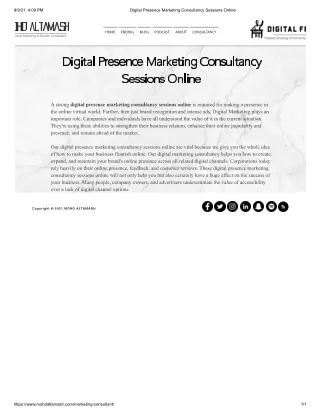 Digital Presence Marketing Consultancy Sessions Online