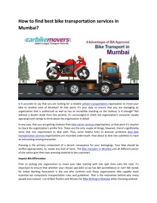 How to find best bike transportation services in Mumbai