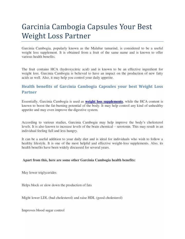 garcinia cambogia capsules your best weight loss