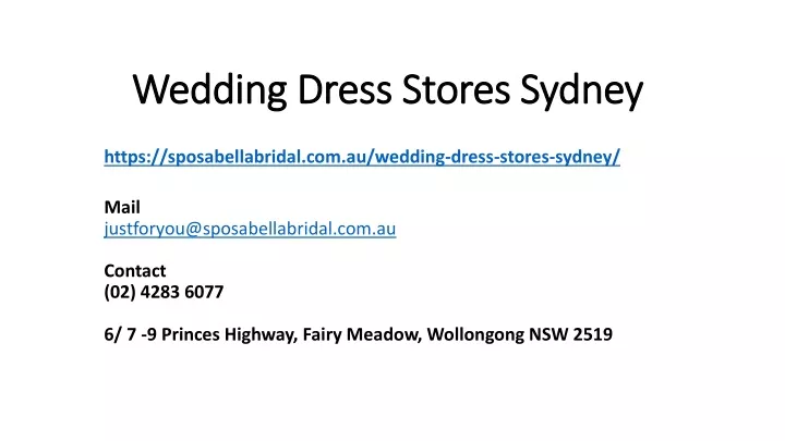 wedding dress stores sydney