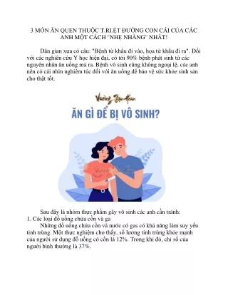 3 MÓN ĂN QUEN THUỘC T.RI.ỆT ĐƯỜNG CON CÁI CỦA CÁC ANH MỘT CÁCH "NHẸ NHÀNG" NHẤT!