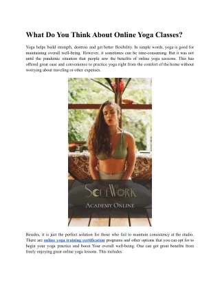 What Do You Think About Online Yoga Classes?