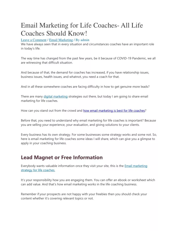 email marketing for life coaches all life coaches