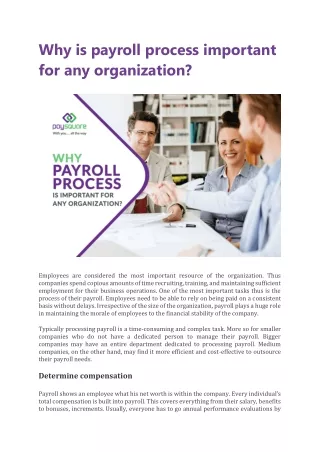 Why is payroll process important for any organization