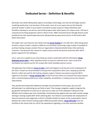 dedicated server definition benefits