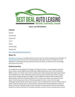 Lease a Car Westchester