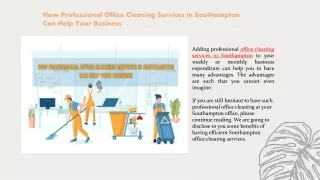 How Professional Office Cleaning Services in Southampton Can Help Your Business