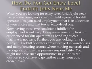 entry level forklift jobs near me