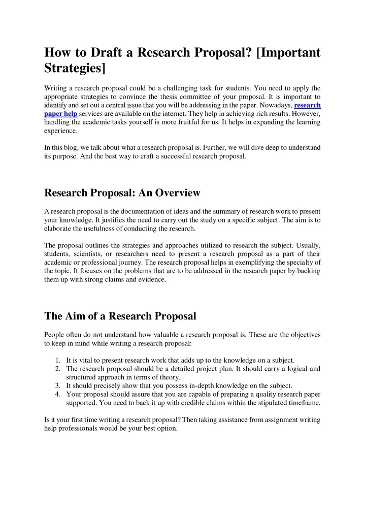 how to draft a research proposal important