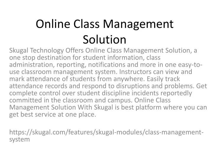 online class management solution