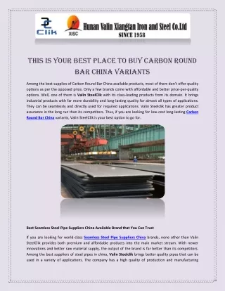 This is Your Best Place to Buy Carbon Round Bar China Variants