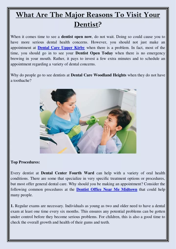 what are the major reasons to visit your dentist