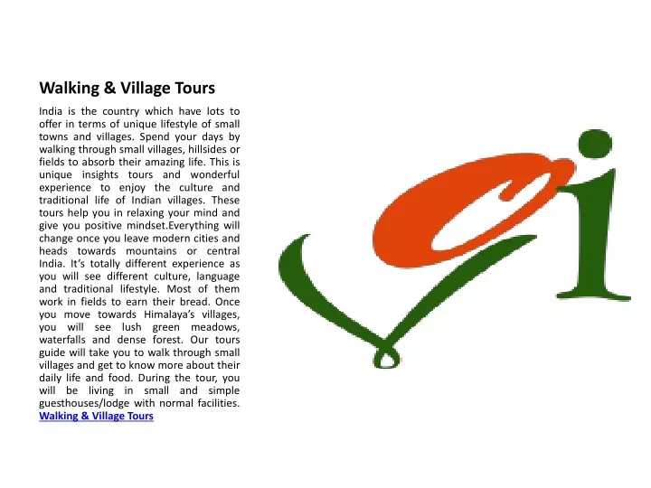 walking village tours