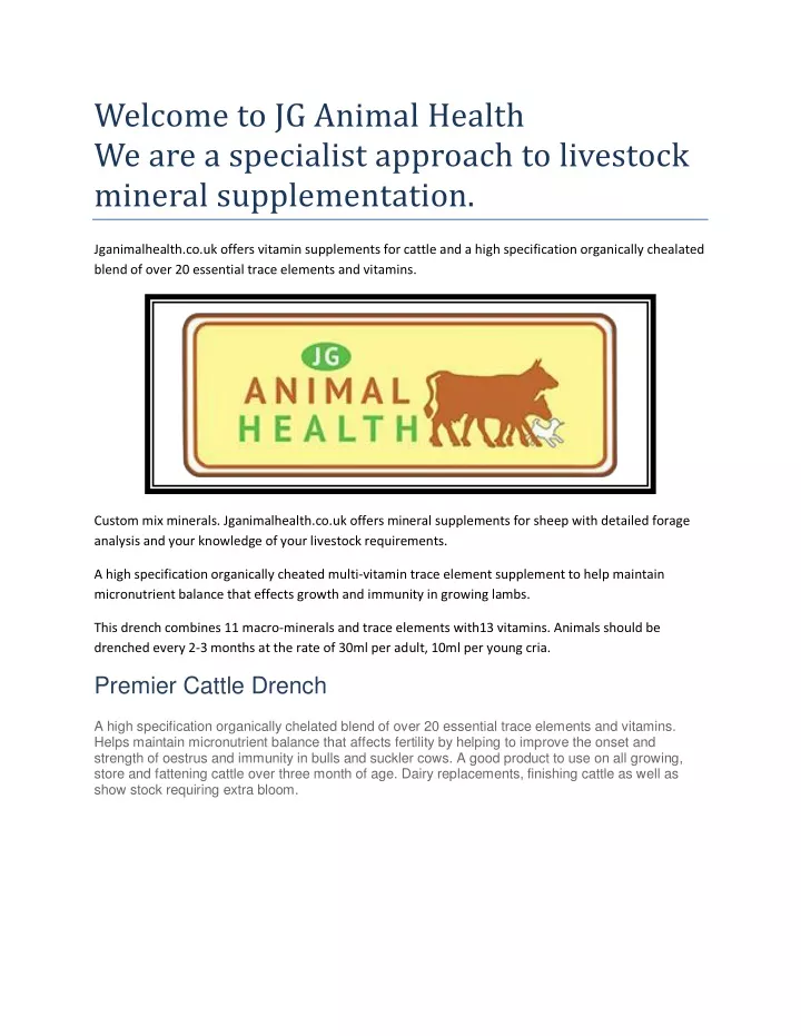 welcome to jg animal health we are a specialist