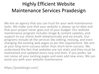 highly efficient website maintenance services praxdesign