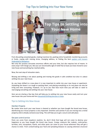 Top Tips to Settling into Your New Home