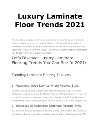 Luxury Laminate Floor Trends 2021