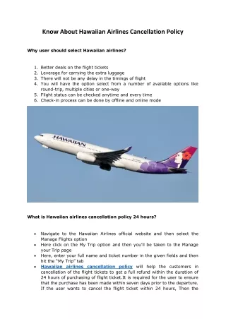 Know About Hawaiian Airlines Cancellation Policy-converted
