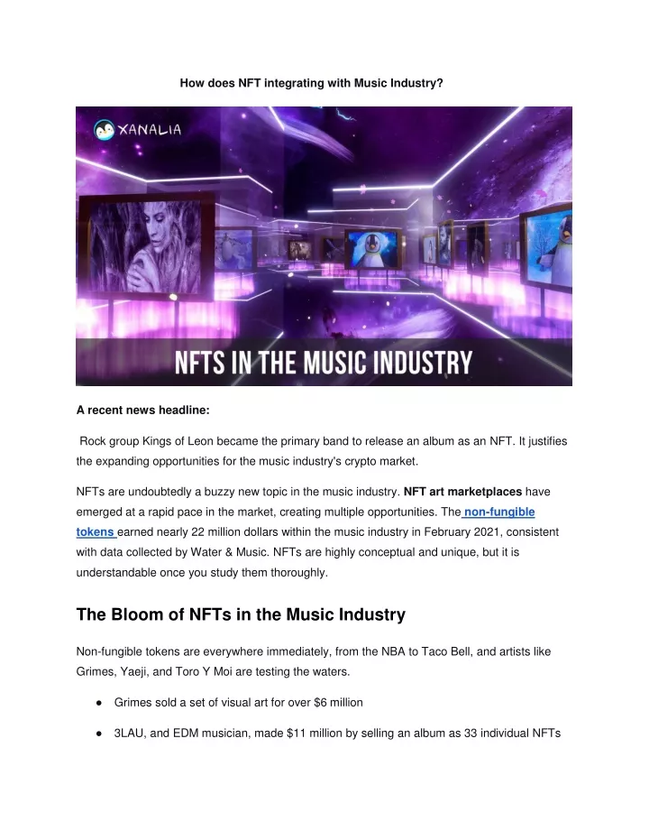 how does nft integrating with music industry