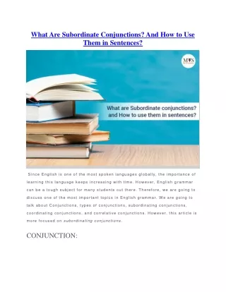 what are subordinate conjunctions