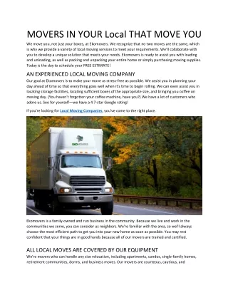 Local Moving Companies