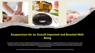 Acupuncture for an Overall Improved and Boosted Well-Being