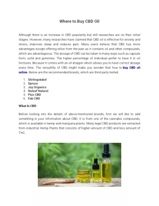Where to Buy CBD Oil