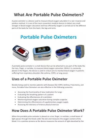 what are portable pulse oximeters