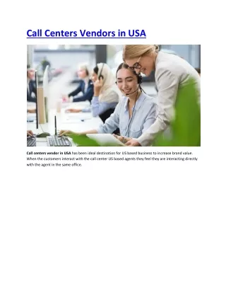 call centers vendors in usa