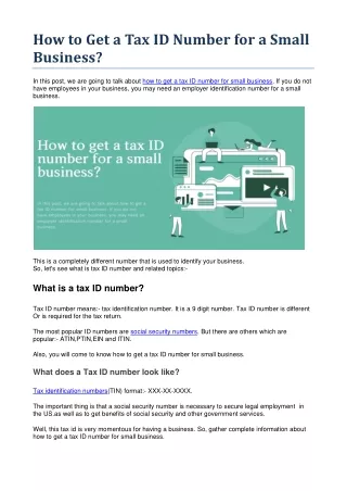 How to Get a Tax ID Number for a Small Business