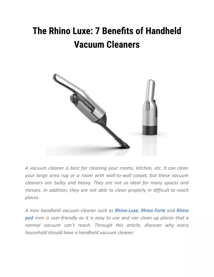 the rhino luxe 7 benefits of handheld vacuum