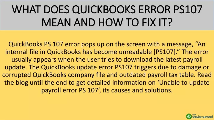 what does quickbooks error ps107 mean and how to fix it
