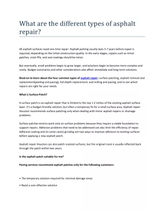 what are the different types of asphalt repair