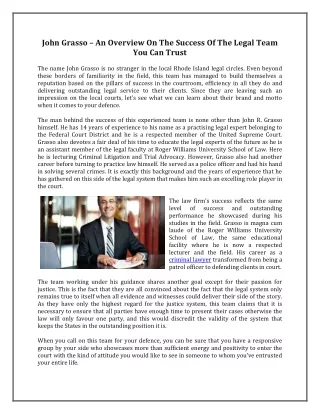 john grasso an overview on the success