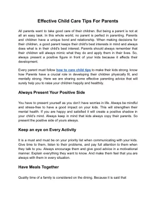 effective child care tips for parents