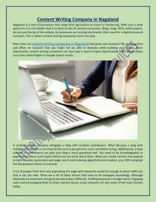 Content Writing Company in Nagaland