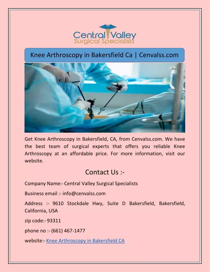 knee arthroscopy in bakersfield ca cenvalss com