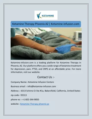 Ketamine Therapy Phoenix AZ | Ketamine-infusion.com