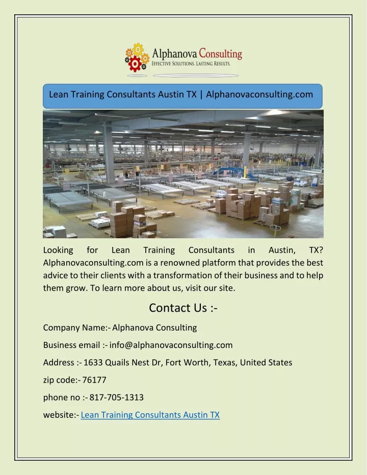 lean training consultants austin