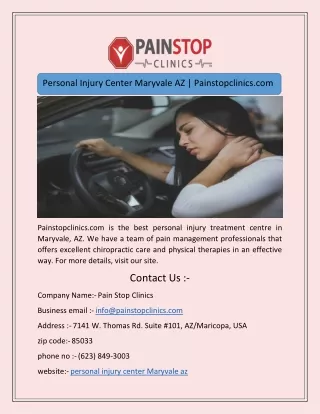 Personal Injury Center Maryvale AZ | Painstopclinics.com