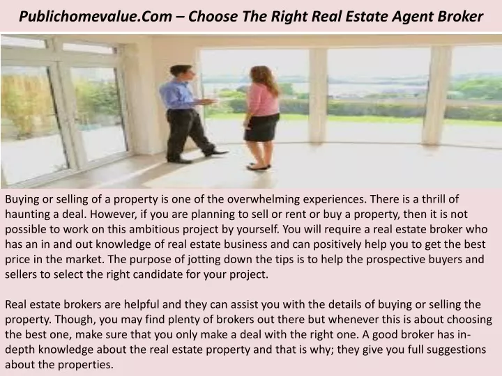 publichomevalue com choose the right real estate agent broker